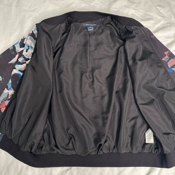 FRENCH CONNECTION Abstract Print Bomber Jacket US 8 Lightweight Lyocell Chic EUC - Picture 9 of 12